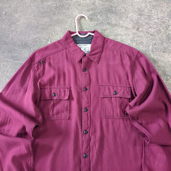 Fox Racing Shirt Mens XL Maroon Red Button Up Long Sleeve 2 Pocket Lightweight - Picture 2 of 9